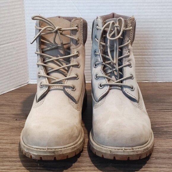 Timberland Insulated Lace Up Combat Boots Sz 7 Grey Silver Leather Retro Booties - Picture 3 of 14